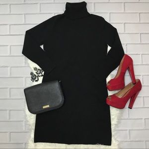 Theory Black Stretch Turtleneck Dress Size Small